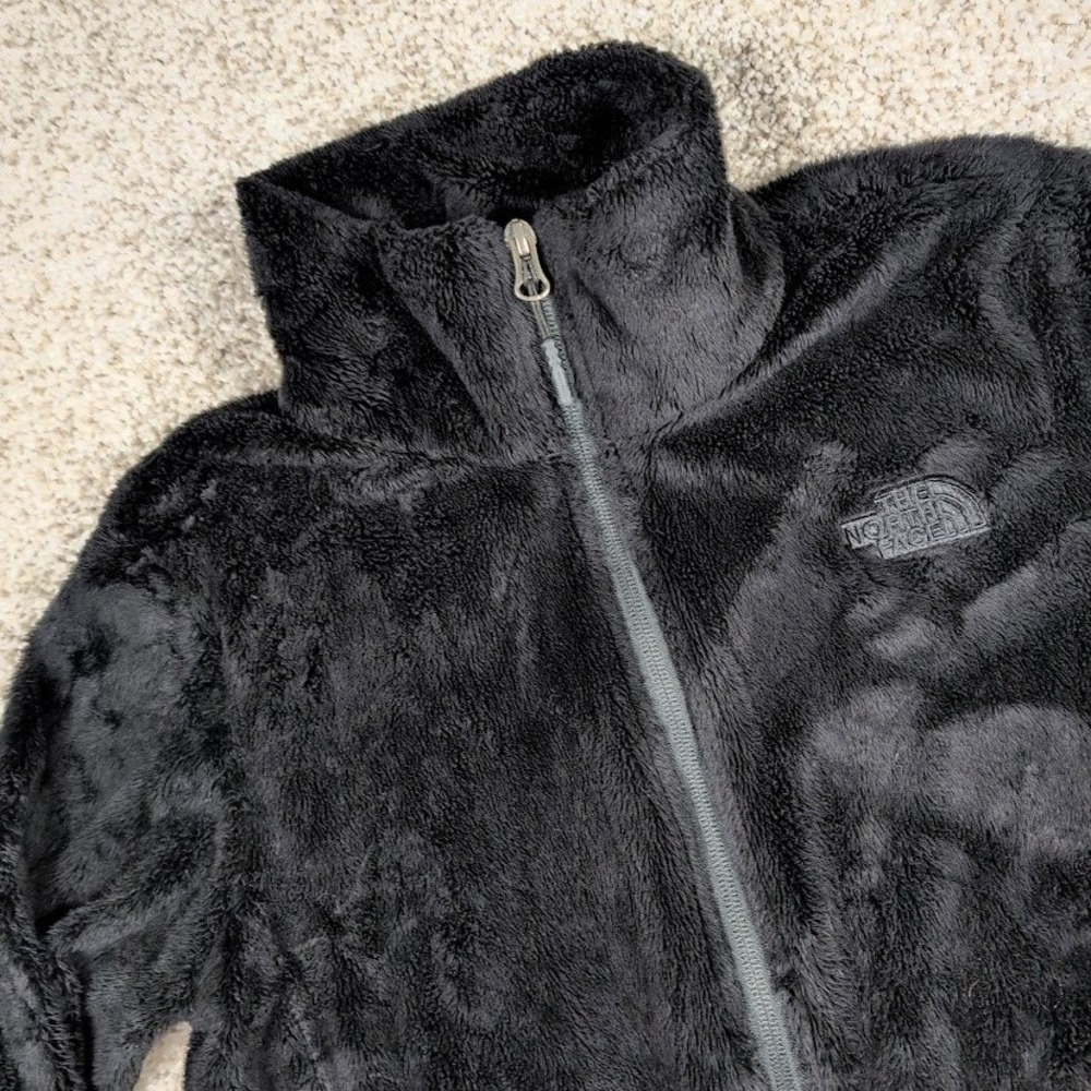 The North Face Womens Osito Fuzzy Fleece Jacket Black Full Zip Mock Neck Small S